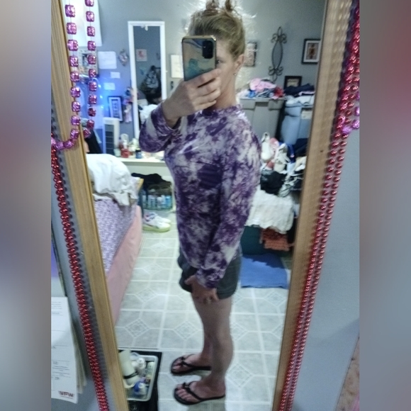 🎆🎈BUY 1 GET 1 FREE SALE Xinyiyifang Ella Ivory Tie Dye Long Sleeve T-Shirt Sz M - Picture 6 of 11